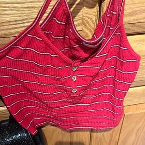 Red and White striped Croptop